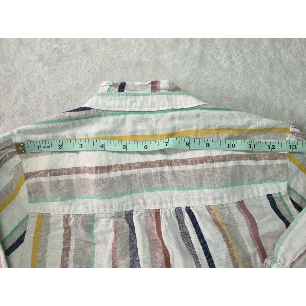 Maeve Anthropologie Boho Stripe Cotton Peasant Top Smocked Waist Size 6 - Picture 7 of 7